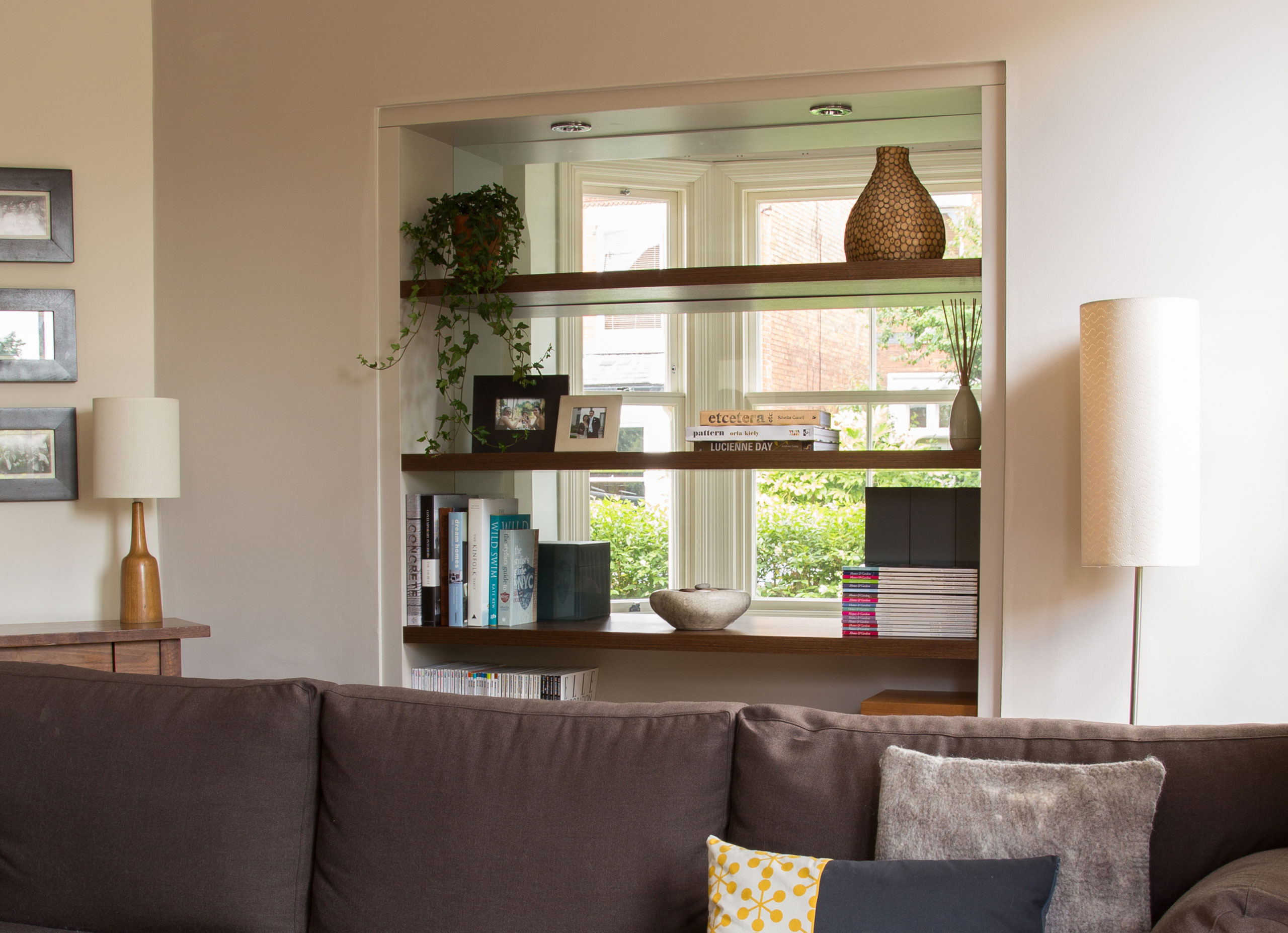 See through double sided glass bookcase